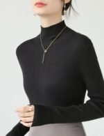 casual knitted mock neck sweater