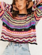 colorful chunky knit sweater