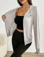 grey fitted hoodie for women