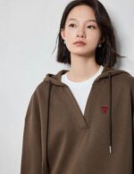 brown embroidered hoodie for women
