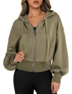 army green sports hoodie for women