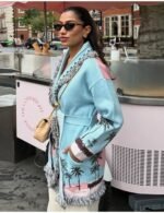 geometric pattern cardigan sweater