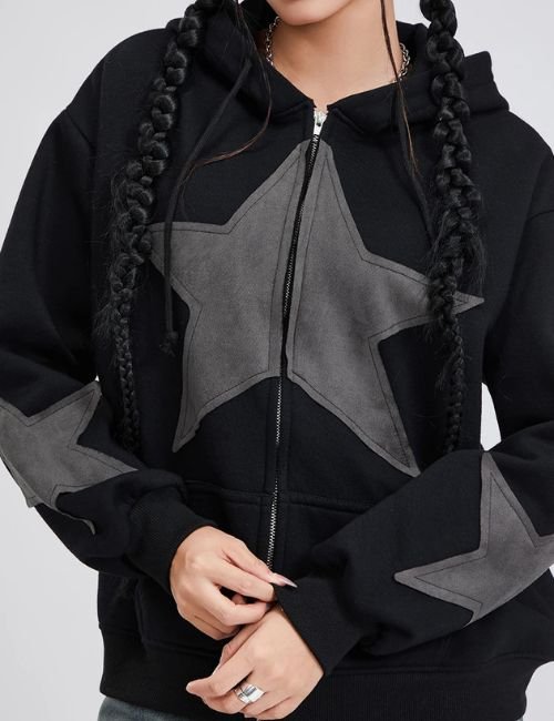 Retro Y2K Star Print Hoodie star pattern y2k hoodie