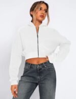 Women’s cozy fleece hoodie cropped style