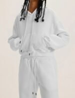 white crop top hoodie for women