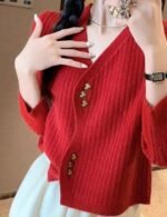 short v neck sweater