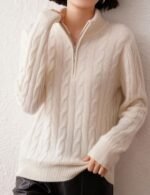 half zip cable knit sweater