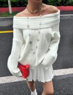 oversized off shoulder pullover sweater