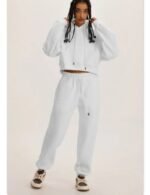 Layered crop hoodie outfit