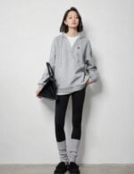 gray embroidered hoodie for women