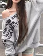 casual oversized graphic tee, graphic long sleeve t-shirt for women, printed long sleeve t shirt, baggy graphic long sleeve t shirt