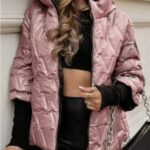 oversized winter puffer jacket, zipper puffer jacket for women, women’s shiny puffer jacket, women fashion jacket
