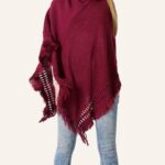 handmade women’s crochet cape shawl, crochet cape poncho for women, hooded crochet poncho, burgundy poncho hooded crochet poncho