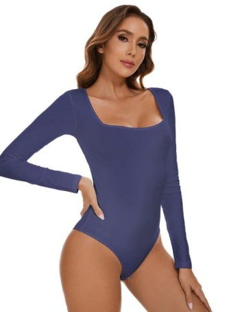 winter thermal underwear top, women's jumpsuit, long sleeve thermal underwear, cozy square neck thermal bodysuit, winter thermal underwear