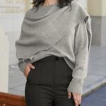 asymmetrical cardigan sweater, women pullover sweater, long sleeve sweater, winter women sweater
