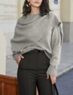 asymmetrical cardigan sweater, women pullover sweater, long sleeve sweater, winter women sweater