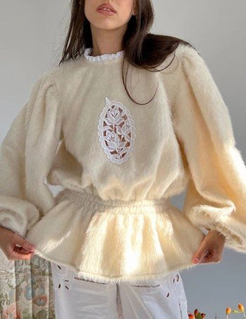 women’s peplum sweater knitwear, o neck peplum sweater for women, trendy puff sleeve peplum sweater, waist-flattering peplum sweater women