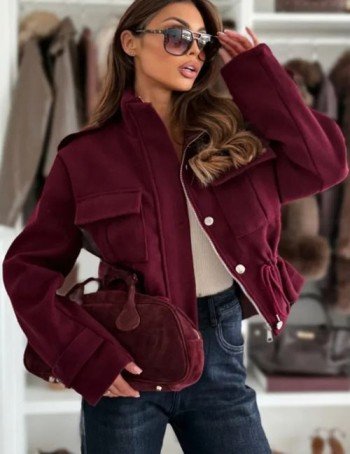 Lightweight casual drawstring jacket, Women’s street style zipper jacket, Trendy casual zip jacket for layering, Casual drawstring zipper jacket for daily wear