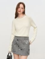 classy mock neck ruffle trim top