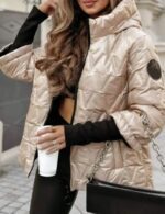 shiny champagne puffer jacket