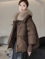 winter-ready lapel down short women coat