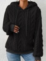 black knitted pullover hoodie