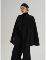 women black woolen overcoat