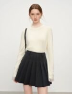 ivory mock neck knit top for women