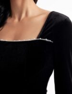 square neck velvet top for women