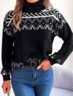 Women’s black knitted pullover for winter