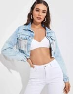 tassel style denim jacket for women