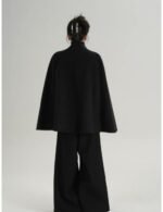 winter women black cashmere wool coat