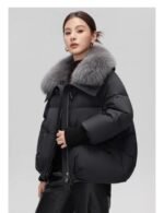 black lapel down parka coat