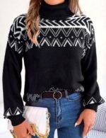 Black knit mock neck sweater
