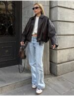 casual zipper bomber jacket for women