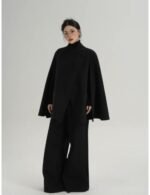 classic women’s black wool winter overcoat