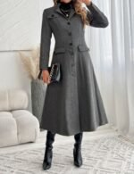 stylish long winter coat outfit for women