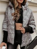 shiny gray puffer jacket