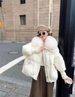 white lapel down parka coat