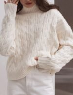 stylish women’s winter white sweater