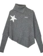 geometric pattern wrap sweater