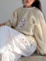 embroidered pullover sweater for women