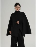 stylish women black winter overcoat