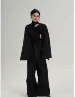 premium woolen cashmere overcoat black