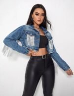 stylish cropped denim jacket for women