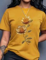 Floral print crewneck t-shirt for women, crewneck short sleeve t-shirt, floral graphic crewneck t-shirt, Women’s floral t-shirt