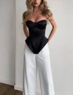 elegant off shoulder cropped formal top, strapless cropped top, off shoulder top, slim fit cropped off shoulder formal top