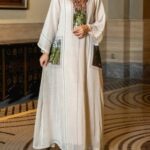 Traditional Moroccan kaftan women fashion, Hand embellished sequin kaftan dress, Elegant v neck sequin kaftan dress, Flowing v neck kaftan dress for women
