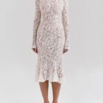 Women’s white lace tea party outfit, Vintage white lace tea party dress, Garden party white lace party dress, Timeless white lace tea party dress