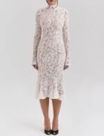 Women’s white lace tea party outfit, Vintage white lace tea party dress, Garden party white lace party dress, Timeless white lace tea party dress